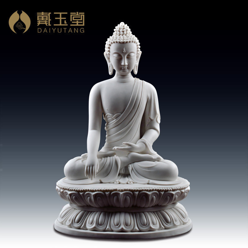Daiyu Hall Deed of white porcelain Sakyamuni Buddha statue home dedicated to ceramic Sakamani artwork pendulum