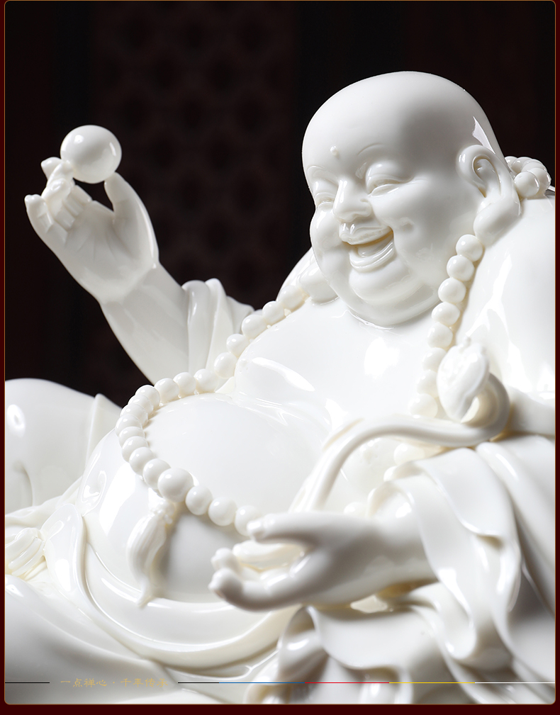 Yutang dai dehua white porcelain maitreya Buddha pot - bellied laughing Buddha sitting room handicraft decorative furnishing articles 9 inches comfortable margin