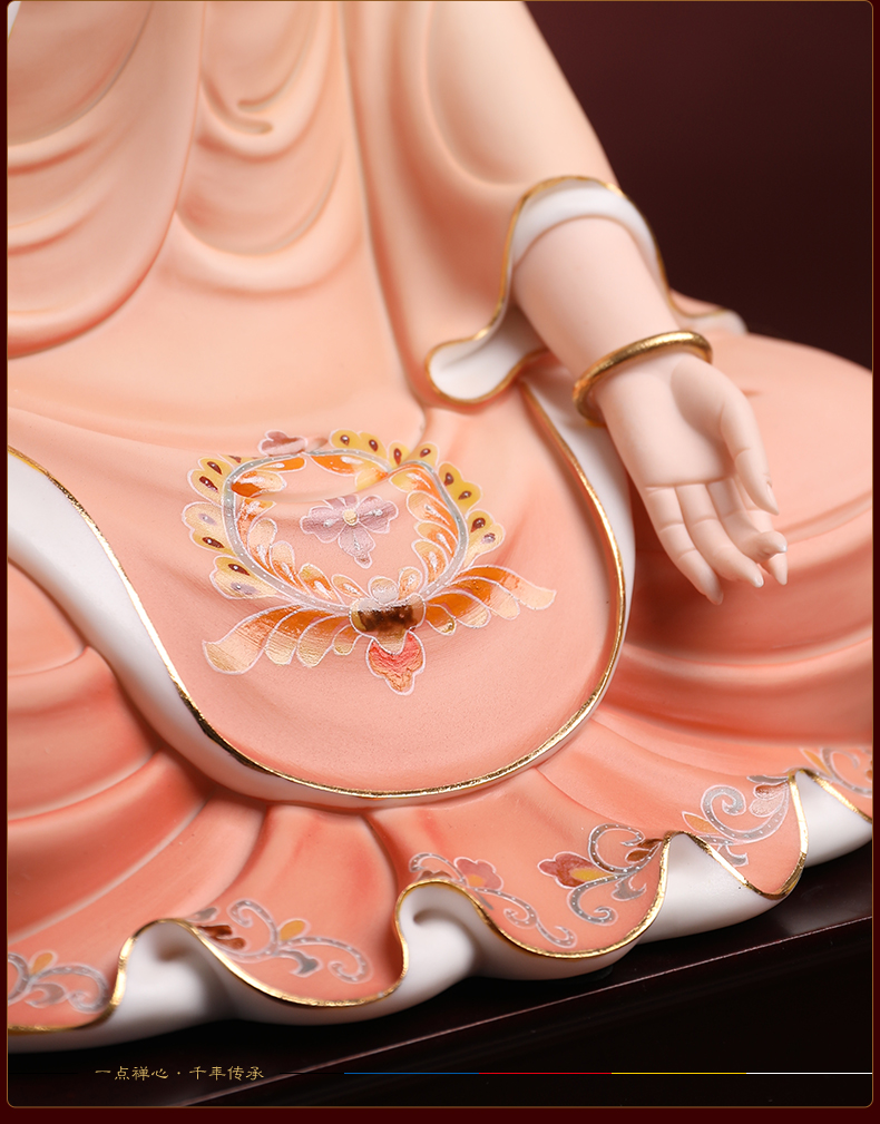 Yutang dai ceramic color extremely guanyin Buddha worship that occupy the home furnishing articles Tang Cai 13 inches sitting avalokitesvara