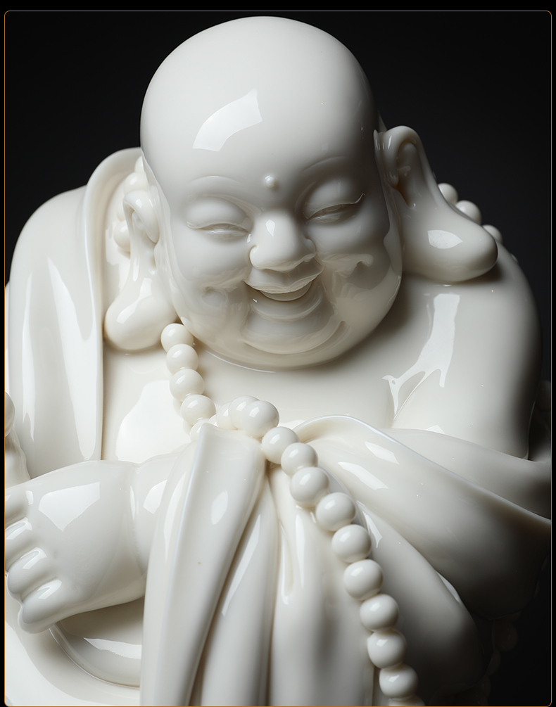 Yutang dai dehua white porcelain laughing Buddha maitreya stand like zhi - yong wu porcelain carving art of Buddha furnishing articles good lucky for you