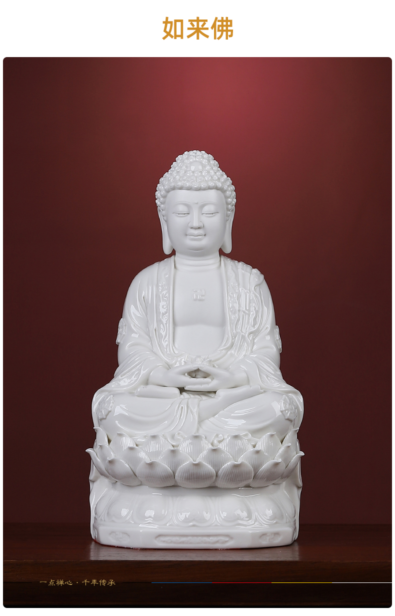 Yutang dai 12 inches west three holy spirit like ceramic Buddha retinues three holy Buddha holy spirit like home