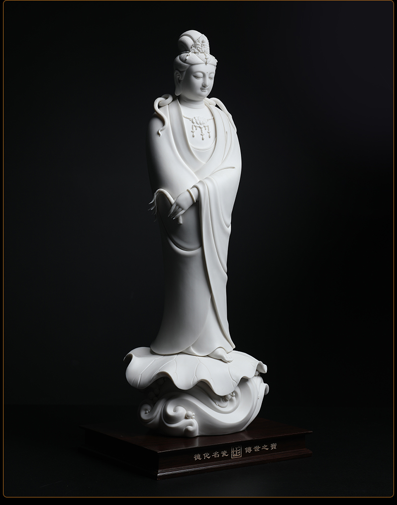 Yutang dai dehua white porcelain goddess of mercy Buddha enshrined furnishing articles jian - pin Lin lotus guanyin bodhisattva/D26-27