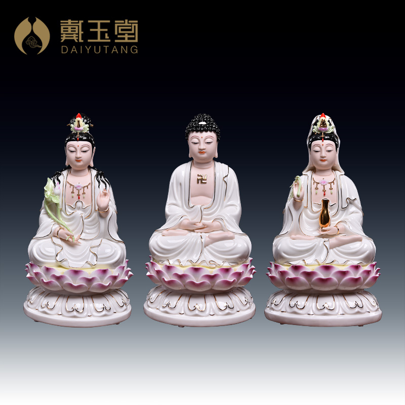 Dai Yu Tang 10 inch Western Three Holy Deities Statues The Three Holy Buddha Statues of The Three Holy Gods Statues of the Three Holy Gods are used to enshrine the Buddha statues at home