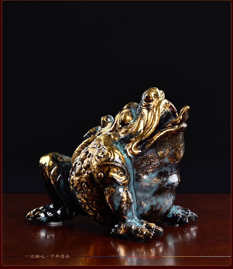 Yutang dai ceramic bronze color god beast straining three fine toad dragon turtle rock arowana fish craft ornaments furnishing articles