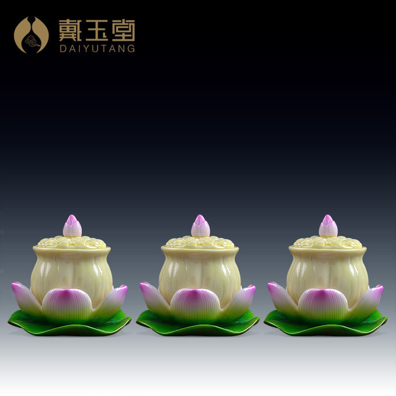 Dai Yutang Ceramics Buddhist Buddhist equipment supplies for the home Buddha platform for Buddha water cups for Buddha Lotus Holy Water Cup