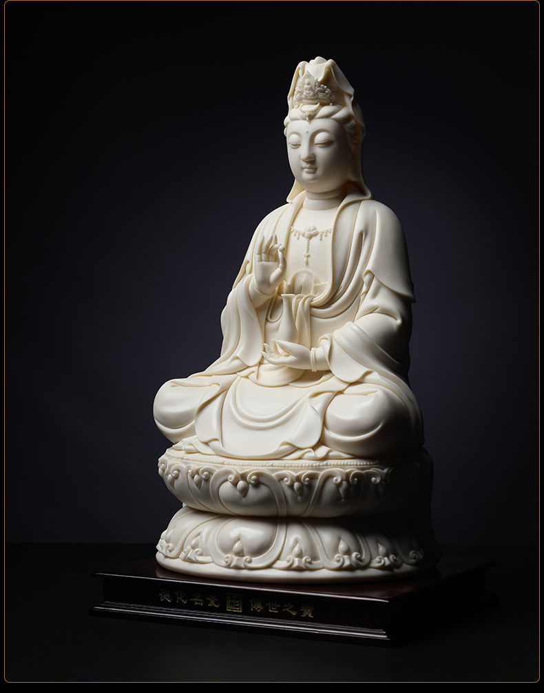 Yutang dai dehua white porcelain Lin Jiansheng master manually signed lotus guanyin Buddha its collection to household