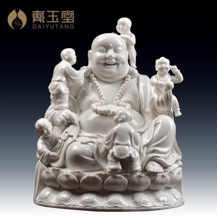 戴玉堂德化陶瓷笑佛大肚弥勒佛像工艺品家用供奉客厅摆件五子弥勒 Tmall Com天猫