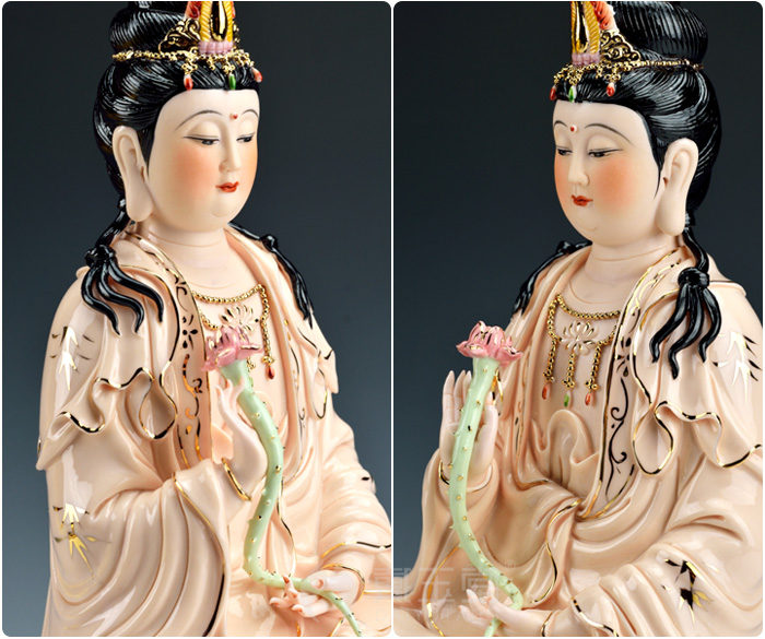 Dehua ceramic production 5 fold 】 【 bodhisattva figure of Buddha temple furnishing articles/gold full lotus trend to 14 inches