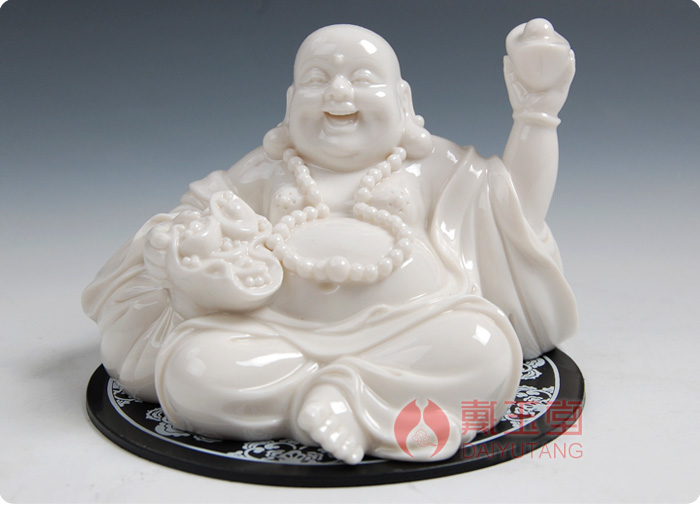 Yutang dai ceramic office desktop furnishing articles home sitting room adornment/silver piece smiling Buddha maitreya D21-01