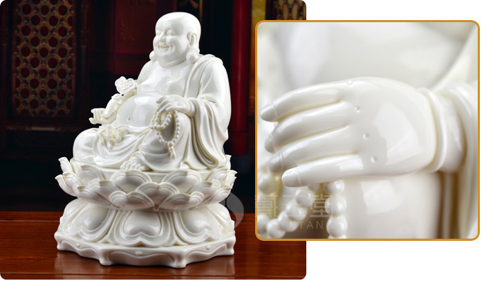 Yutang dai dehua white porcelain pot - bellied laughing Buddha statute furnishing articles/by GuLian ruyi maitreya D01-033