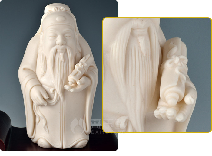 Yutang dai dehua white porcelain works porcelain carving master Su Qinghe masters 5 inches/fu lu shou samsung D29-01