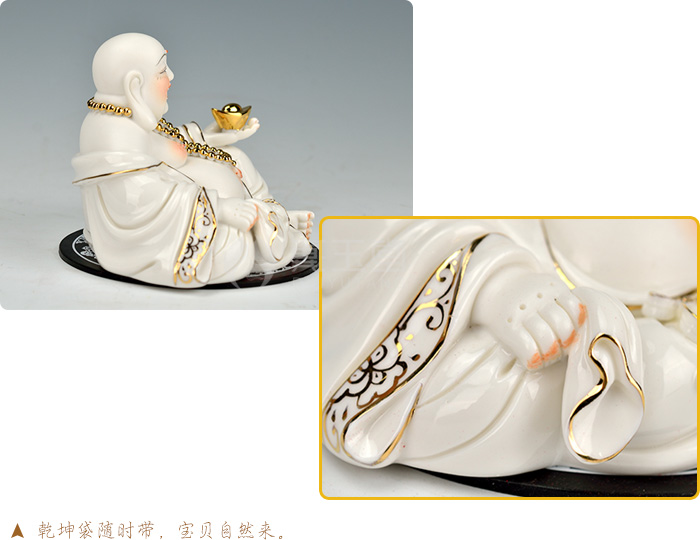 Dehua white porcelain ceramic production 5 fold 】 【 pot - bellied primer wing maitreya buddhist in jewelry/see colour