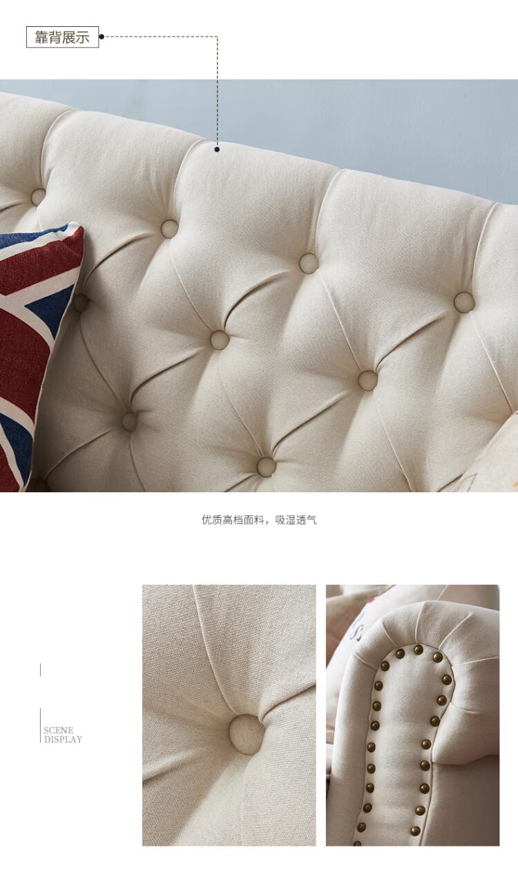 Đông xếp hạng căn hộ nhỏ phòng khách sofa vải nông thôn rửa mục vụ kiểu Địa Trung Hải của Mỹ đơn sofa ba chỗ ngồi - Ghế sô pha ghế sofa đơn