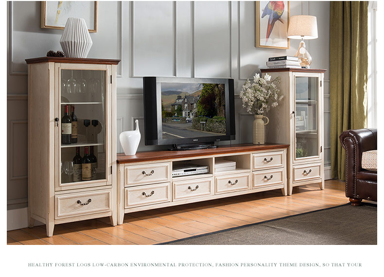 Dongju American bàn cà phê kết hợp tủ TV kết hợp đồ nội thất phong cách Địa Trung Hải - Bộ đồ nội thất giường đẹp