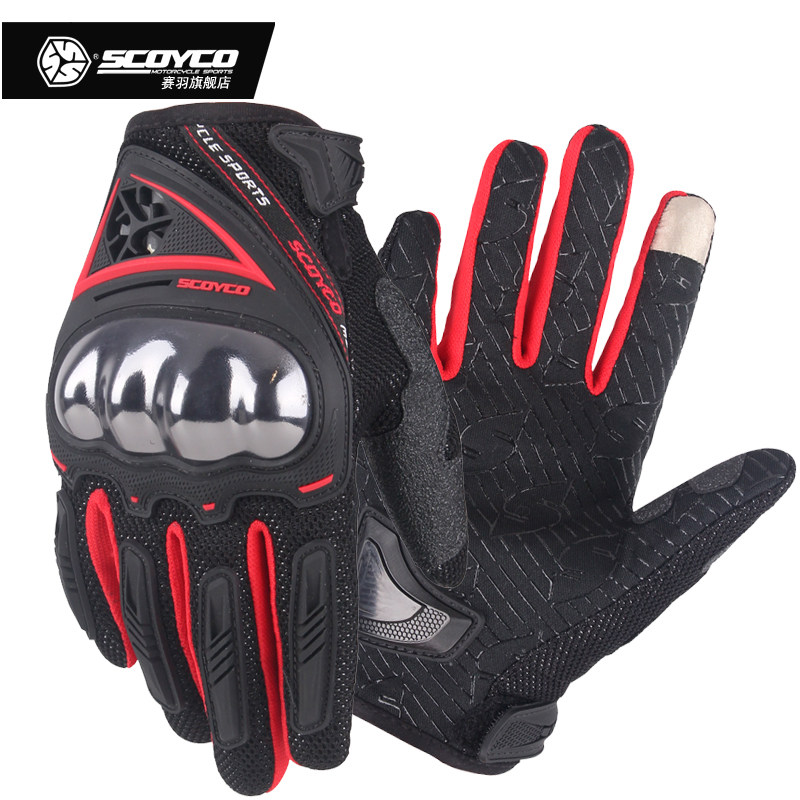 Racing Down Cross Country Locomotive Gloves Male Summer Riding Locomotive Rider half finger Breathable Protective Shell Anti-Fall Full Finger Touch Screen