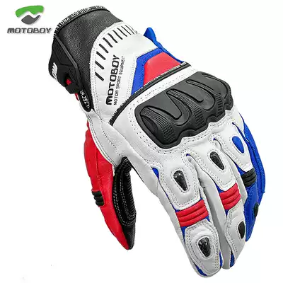 MOTOBOY sheepskin motorcycle gloves men and women Spring Autumn racing riding off-road anti-drop breathable full finger gloves