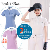  British equestrian T-shirt womens childrens short-sleeved knight riding clothing cool quick-drying comfortable and light Western giant