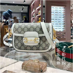 GUCCI古驰女包经典双G纹1955马衔扣帆布配皮迷你单肩斜挎翻盖包