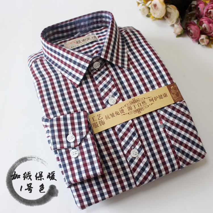 Mùa xuân và mùa đông và mùa đông cũ vải thô áo ấm mã hóa tay dài nam dày cộng với áo sơ mi nhung kiểu vải thô áo sơ mi nam ngắn tay hàng hiệu