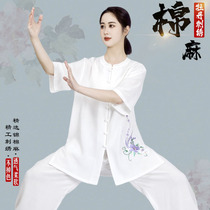 New cotton numb taijiquan with short sleeves féminin style habillement fin style Tai Chi vêtements coton soie Summer lin China Wind