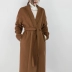 MONA thích hợp thiết kế ánh sáng thiết kế áo khoác nữ mùa thu và mùa đông dày thắt lưng bằng len hai mặt