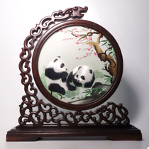 Embroidery handmade finished ornaments national treasure panda double-sided embroidery art decoration table screen foreign affairs business gifts