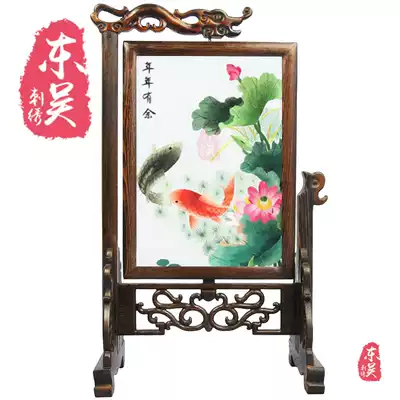 Suzhou embroidery double-sided embroidery finished ornaments Hongmei Yingchun handmade boutique Su embroidery porch screen living room embroidery