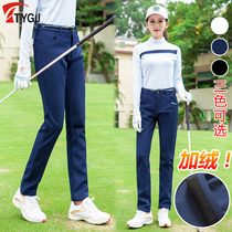 Belt autumn and winter golf clothing plus velvet womens trousers Waterproof warm waist slim sports pants