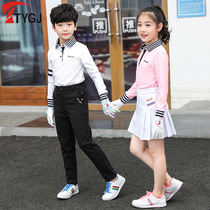 Golf clothing childrens long-sleeved ball clothing parent-child polo shirt Korean spring summer sports clothes