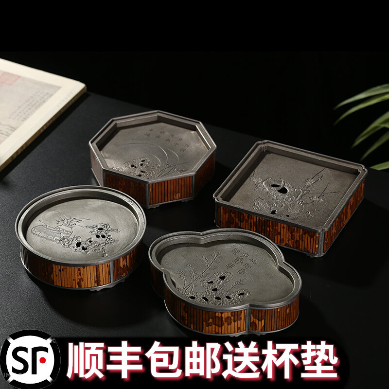 Chinese plum courtesans pure tin pot bearing dry foam table Home Water storage minimalist Zen Serve tea Table Gongfu Tea Dried Bubble Table Tea Tray-Taobao