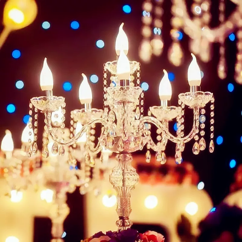 New wedding props 6-head acrylic crystal lamp road guide wedding ceremony pavilion photo area sign-in wedding decoration