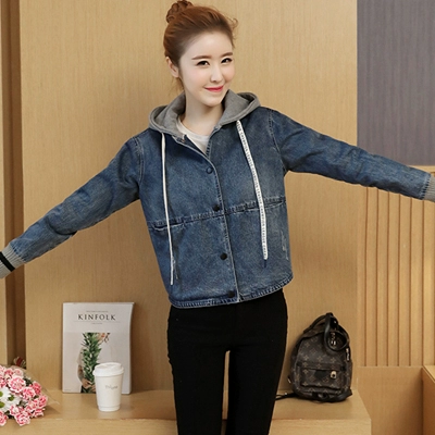 Ưu đãi đặc biệt rõ ràng gia công áo khoác denim nữ ngắn của nữ sinh viên hàng hiệu áo khoác mới mùa xuân và mùa thu 2020 chính hãng - Áo khoác ngắn