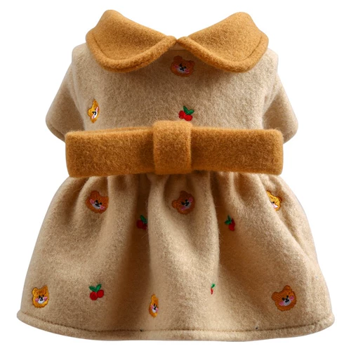 Осенний утепленный наряд маленькой принцессы с бантиком, юбка, с медвежатами
