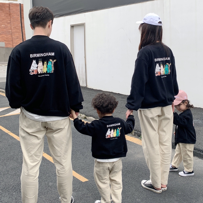 Parent-child wear 2022 autumn cardigan jacket family of four casual Western style sweater mother-child wear baseball uniform family wear