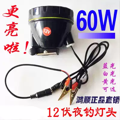 Hongshun 6V8V 12V fishing lamp head 12V super bright 60W LED blue light night fishing lamp yellow light white light 8 4V