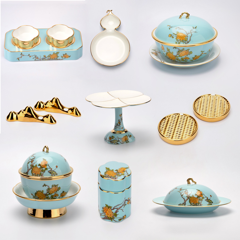 Yongfengyuan Lady Porcelain West Lake Peony Chinese Tableware - Individual High-Footed Plates, Dessert Boxes, Bread Baskets, Fruit Plates Yongfengyuan Lady Porcelain West Lake Peony Chinese Tableware - Individual High-Footed Plates, Dessert Boxes, Bread Baskets, Fruit Plates