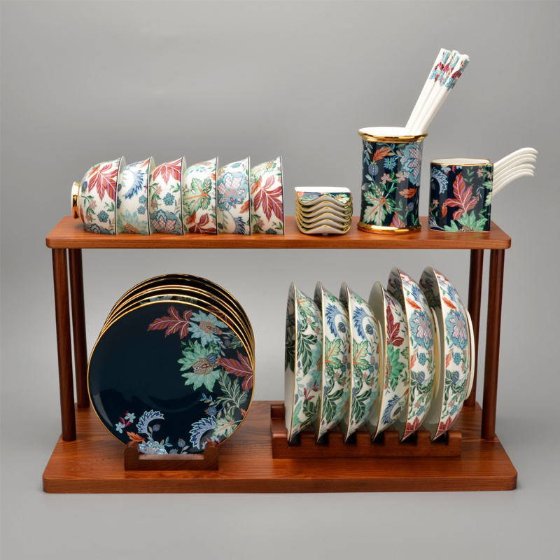 Yongfengyuan Genuine Happiness Gift Happiness Abounds 44-Piece 6-Person Tableware Set Gift Box Bowls Plates Soup Plates Spoons