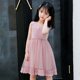 Girls summer dress 2023 summer new white fluffy gauze skirt girl gauze children's vest princess skirt