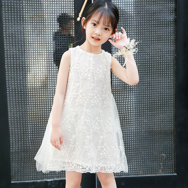 Girls princess dress summer new children's summer embroidery foreign style little girl dress white dress special