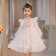 Girls spring new princess skirt 2023 spring Korean version floral long-sleeved children's girl mesh dress