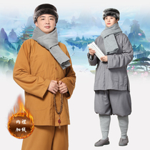 Shangyuan inner layer cotton plus velvet monk clothes button short coat suit monk clothes winter short coat winter warmth