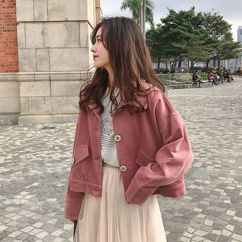 Pink Shorn Jacket Woman Spring Autumn 2022 Spring Autumn New Korean Version 100 Hitch Light Core Suede Small Jacket Student Jacket Tide