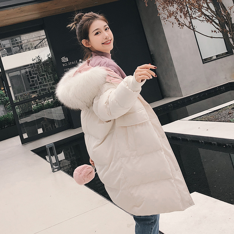 Beige down cotton clothes women's long version of 2020 new Korean version loose tide ins thickened winter cotton coat quilted jacket