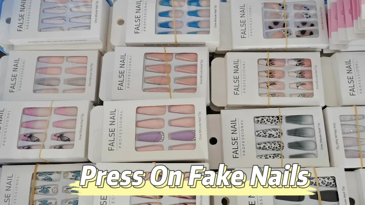 Custom Design Fake Nail Artificial Fingernails Fake Nail Hand Made Crystal Press On Nails With