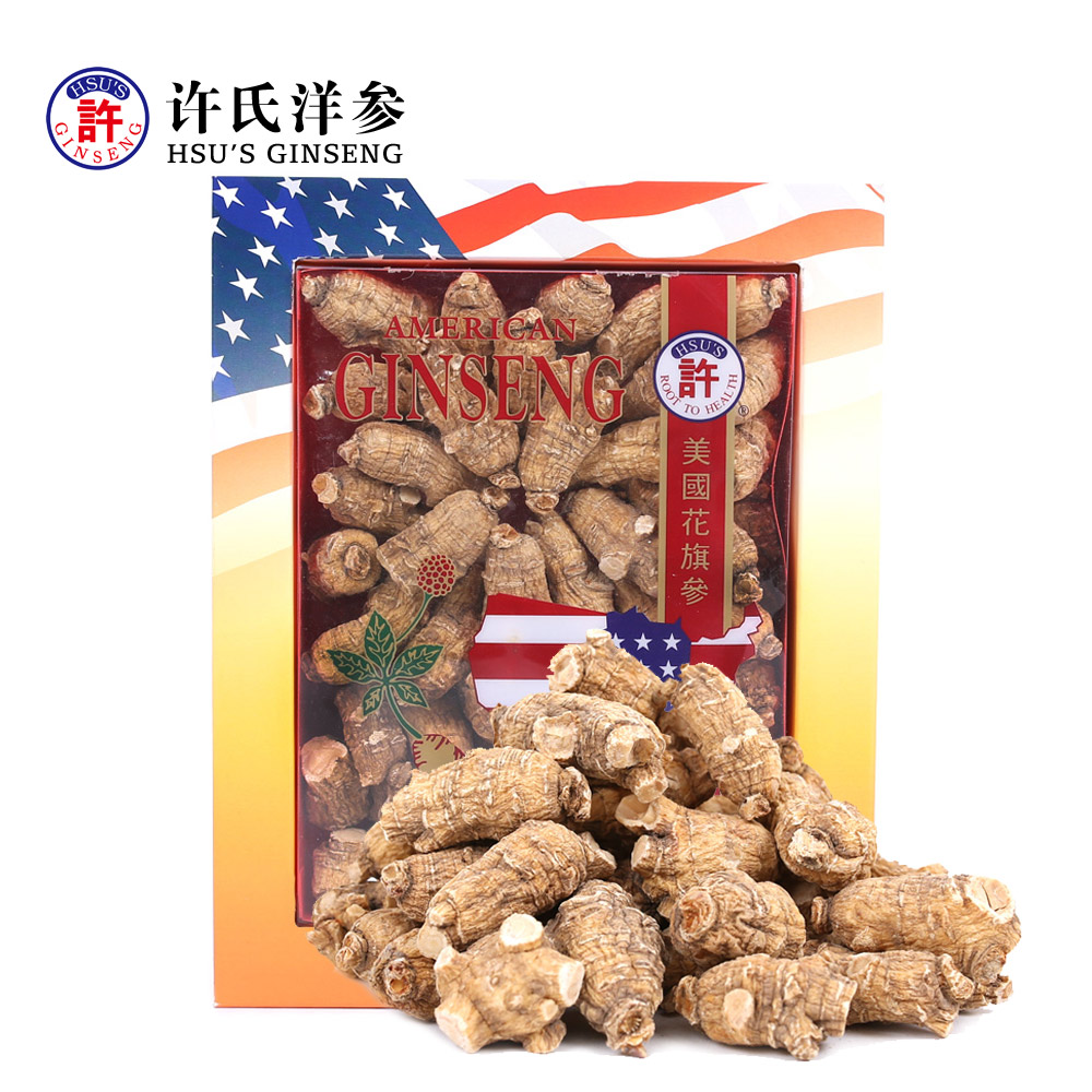 Hsu's American Imported American Ginseng S112 (1 2LB) Medium-sized round Short-type Citi Ginseng section whole Branch 227g