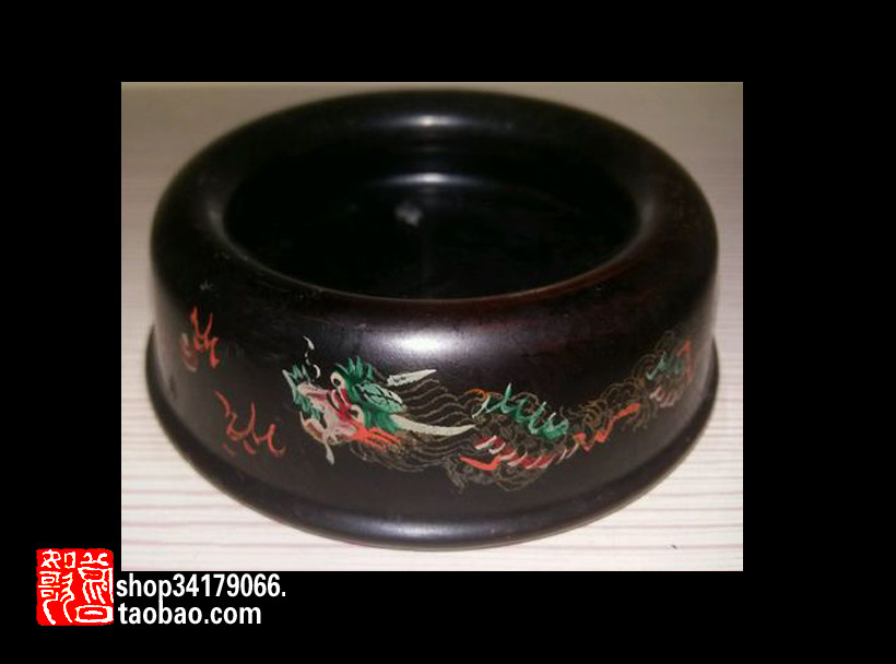 (Old Objects Decoration Craft Gift Hem) 60s Fuzhou Featured Hand painted lacquered wood Tire Ashtray