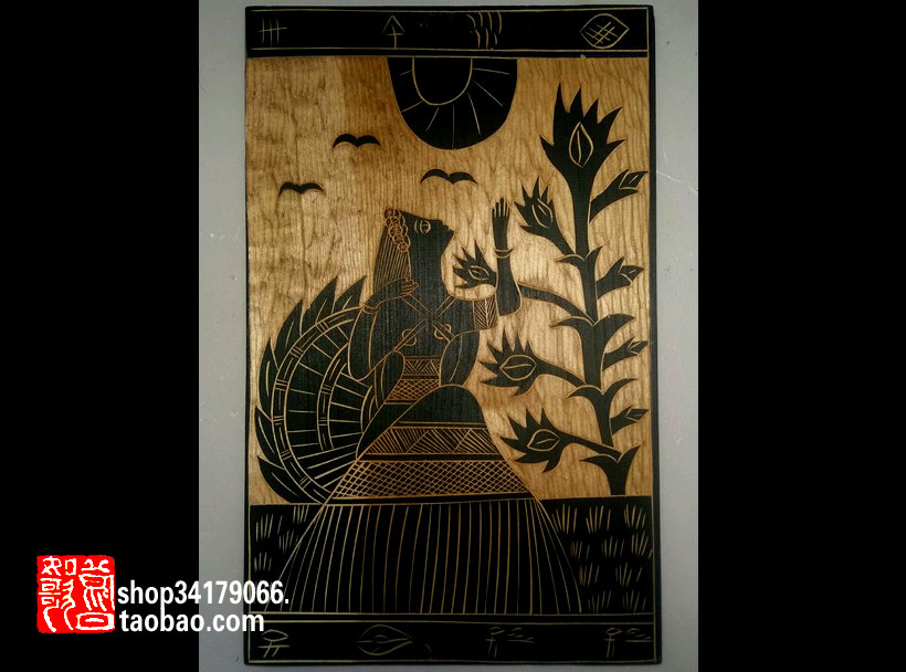 (Old Objects Decoration Craft Gift Hem) 90s Handcrafted Ethnic Customs Black And White Wood Prints Pendants A