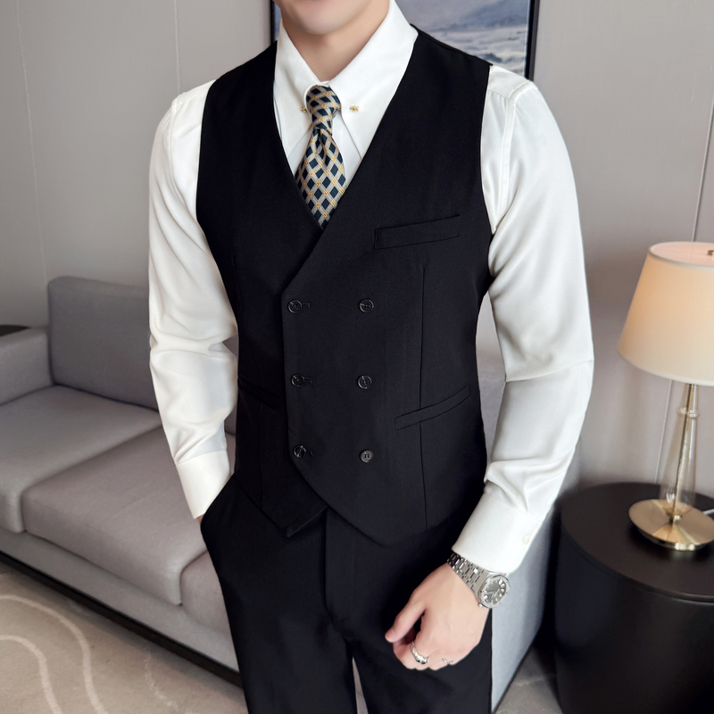 Men's Suit Vest 2026 Spring/Summer New Slim-Fit Suit Inner Vest Korean Style Groomsman Formal Wear