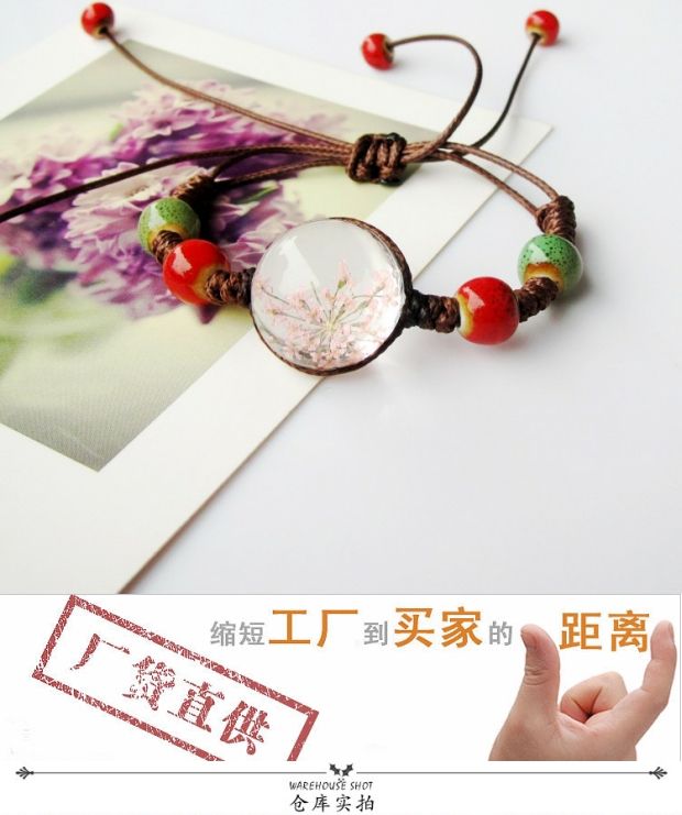Hoa khô mẫu vật vòng tay nữ nữ sao thủy tinh bóng vĩnh cửu thực trang sức hoa sinh viên quà tặng - Vòng đeo tay Clasp vòng mã não