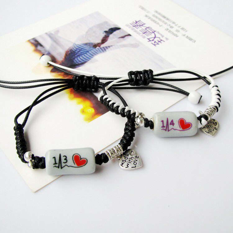 1314 Ceramic couple bracelet A pair of male and female students gift Jingdezhen ceramic jewelry